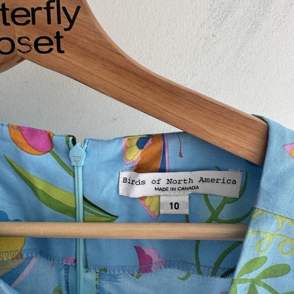 Birds Of North America Butterfly Floral Dress Size 10 Made In Canada 1-3230 - Picture 5 of 6